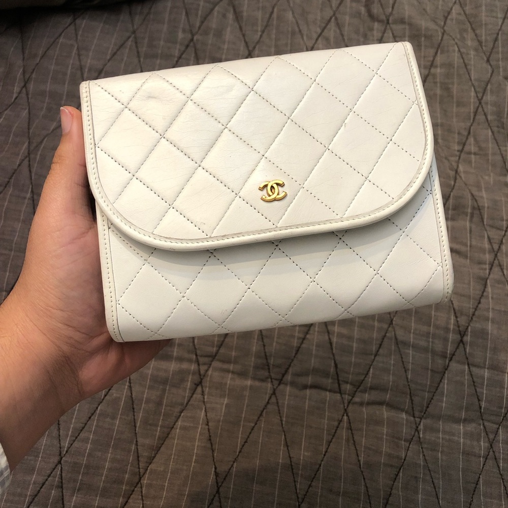 CHANEL CC Matelasse Mini Bag in Leather White